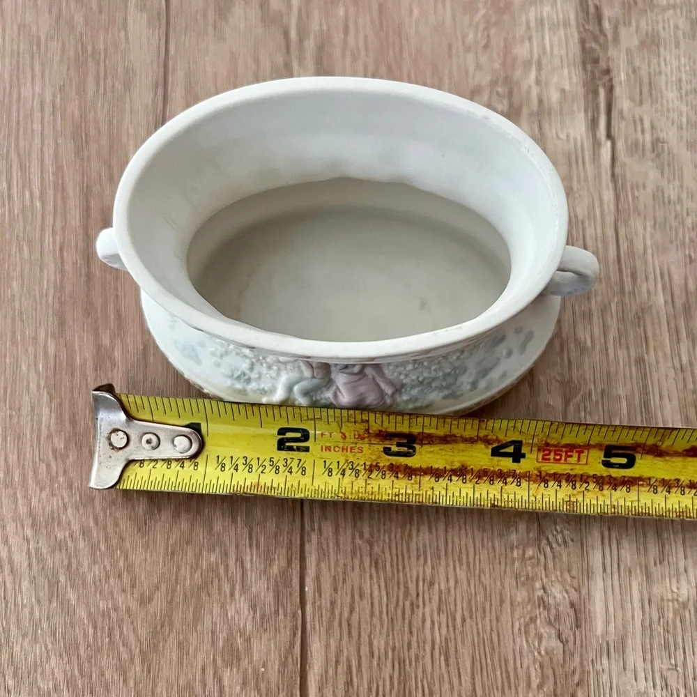 1984 LLADRO Children In Garden Small Matte Bisque Bowl Vase By Jose Roig RETIRED